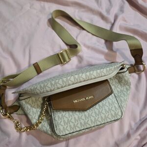 Michael Kors Cream and Brown Crossbody Bag